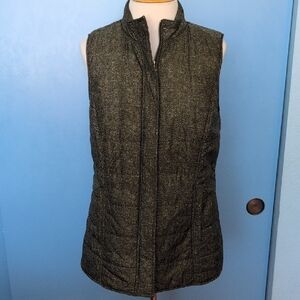 J Jill Women's Dark Green Quilted Puffer Vest Size S